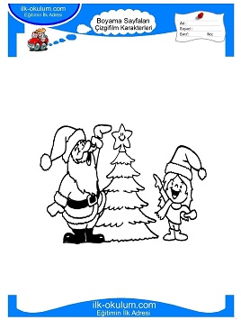 Çocuklar İçin Noel Baba Boyama Sayfaları 